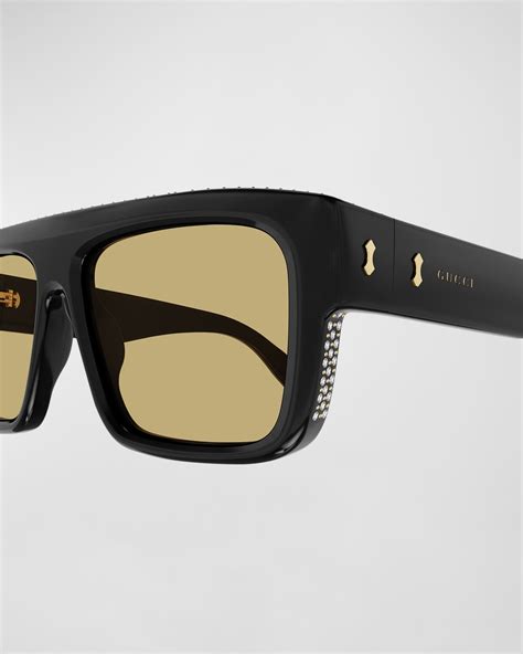 gucci men's rectangle acetate sunglasses